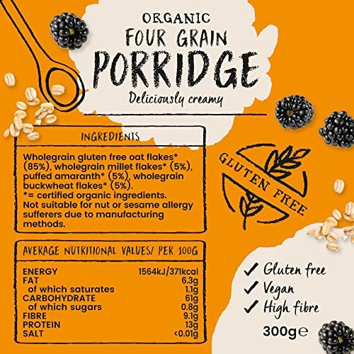 Amisa Organic - Gluten Free Four Grain Porridge - 300g (Pack of 3)