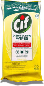 Cif Multi Surface Disinfecting Hand Wet Citrus Wipes for All Hard Non Porous Surfaces, Remove 99 Percent of Diseases, 32 Count