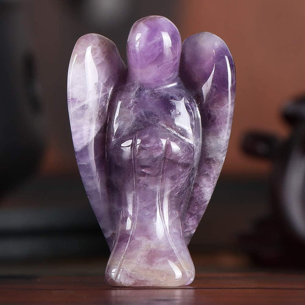 Artistone Amethyst Crystal Guardian Angel Figurines Gemstone Pocket Angel Chakra Stone Statue Handcraft Reiki Gifts for Healing Meditation Balancing Collection(2 Inches)