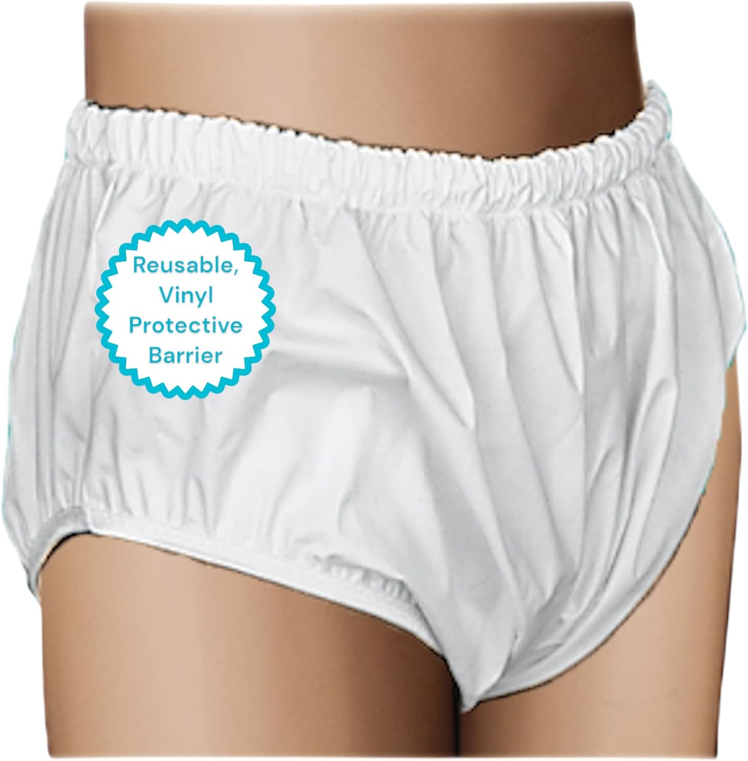 Essential Medical Supply Quik-Sorb Pull On Reusable Vinyl Incontinent Pants - Medium Size from 30in to 36in, Durable and Comfortable Vinyl Incontinence Underwear for Adults and Seniors
