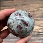 ZTBH Natural Meditation Crystal 4cm Pink Tourmaline Granite Crystal Sphere, Home Decoration Crystal Stone