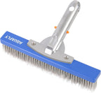 10-Inch Stainless Steel Pool Brush - Heavy Duty Pool Cleaning Brush for Concrete & Gunite Pools, Deep Cleaning Tool for Walls & Floors - Durable Wire Bristle Brush Head