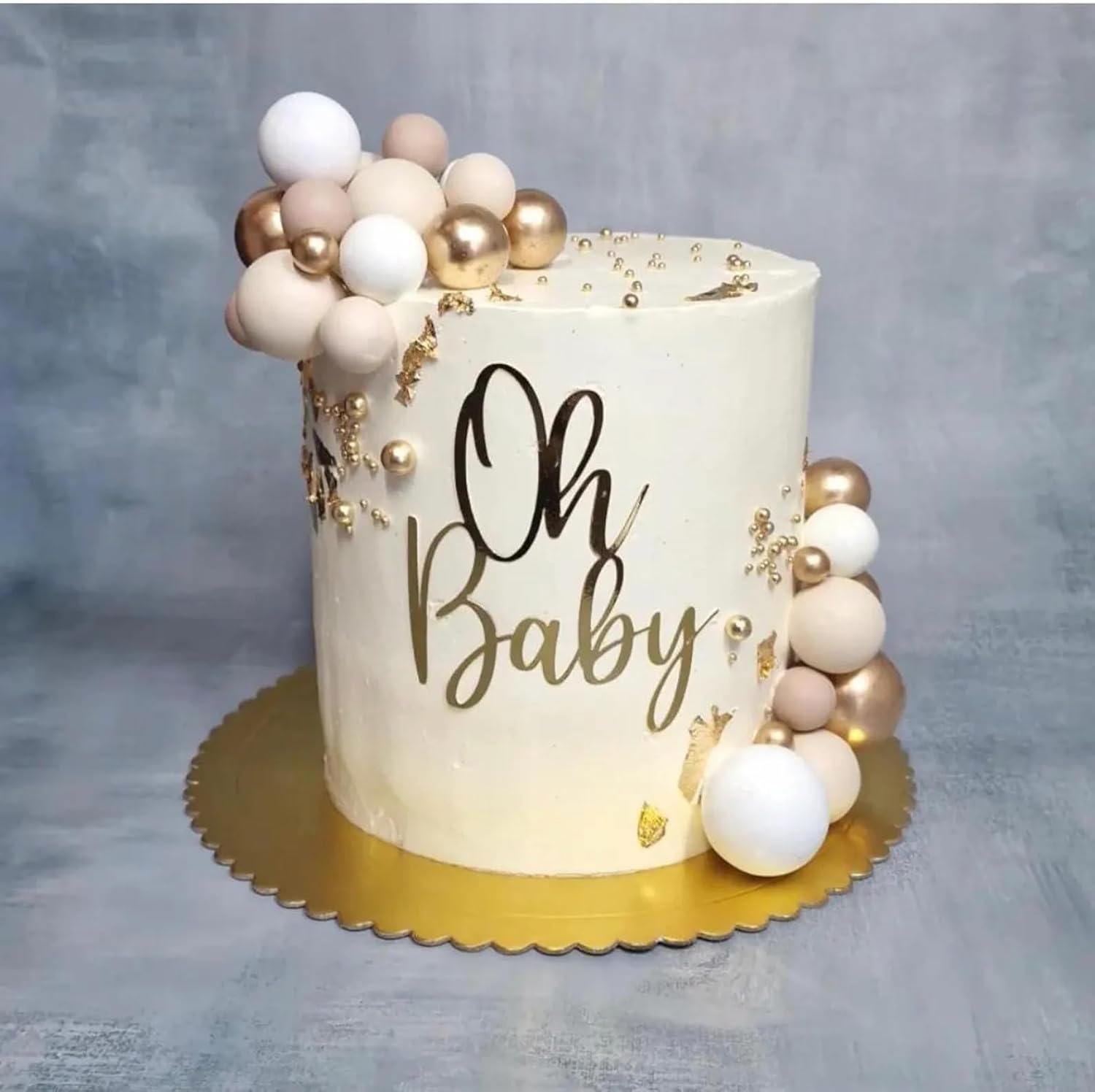 Oh Baby Cake Topper - Gold Acrylic Baby Shower Party Decorations For Gender Reveal Party/Boy or Girl Party Decoration Baby Booth Props Party Photo