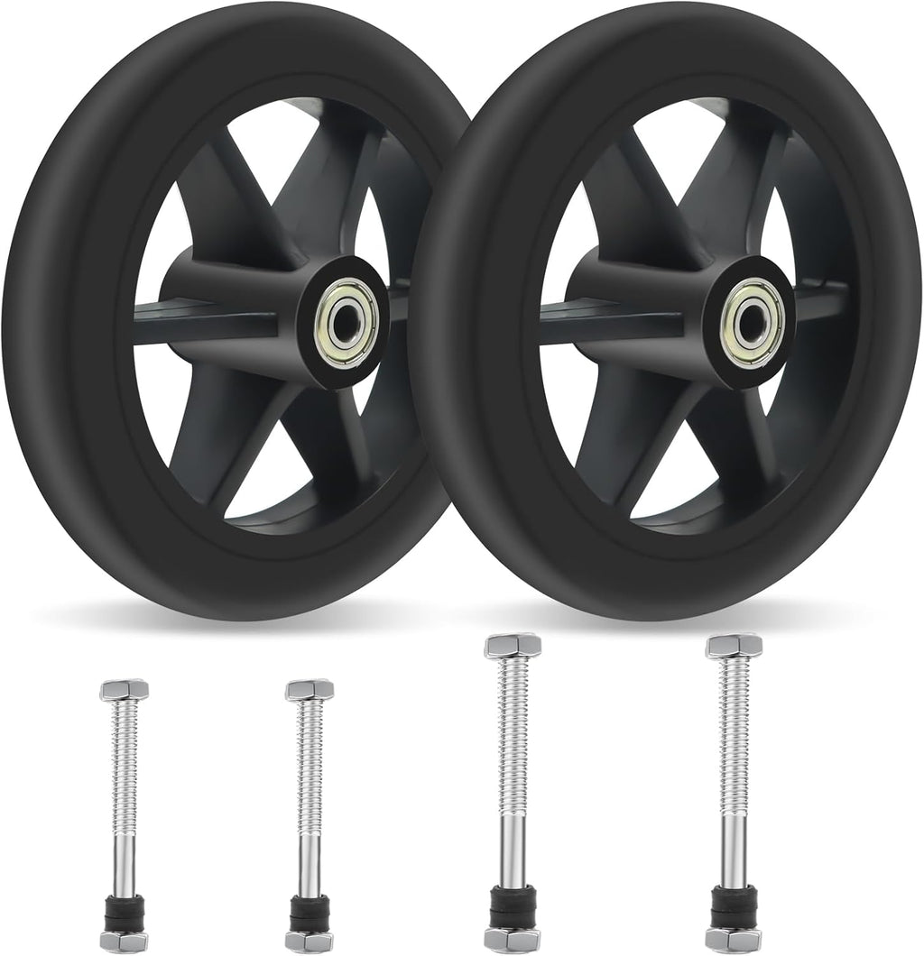 2 PCS 6 Inch Rollator Replacement Wheels Replacement Wheelchair Wheels Anti-Slip and Wheels Wear-Resistant PU Tires and Durable ABS Wheel Hub