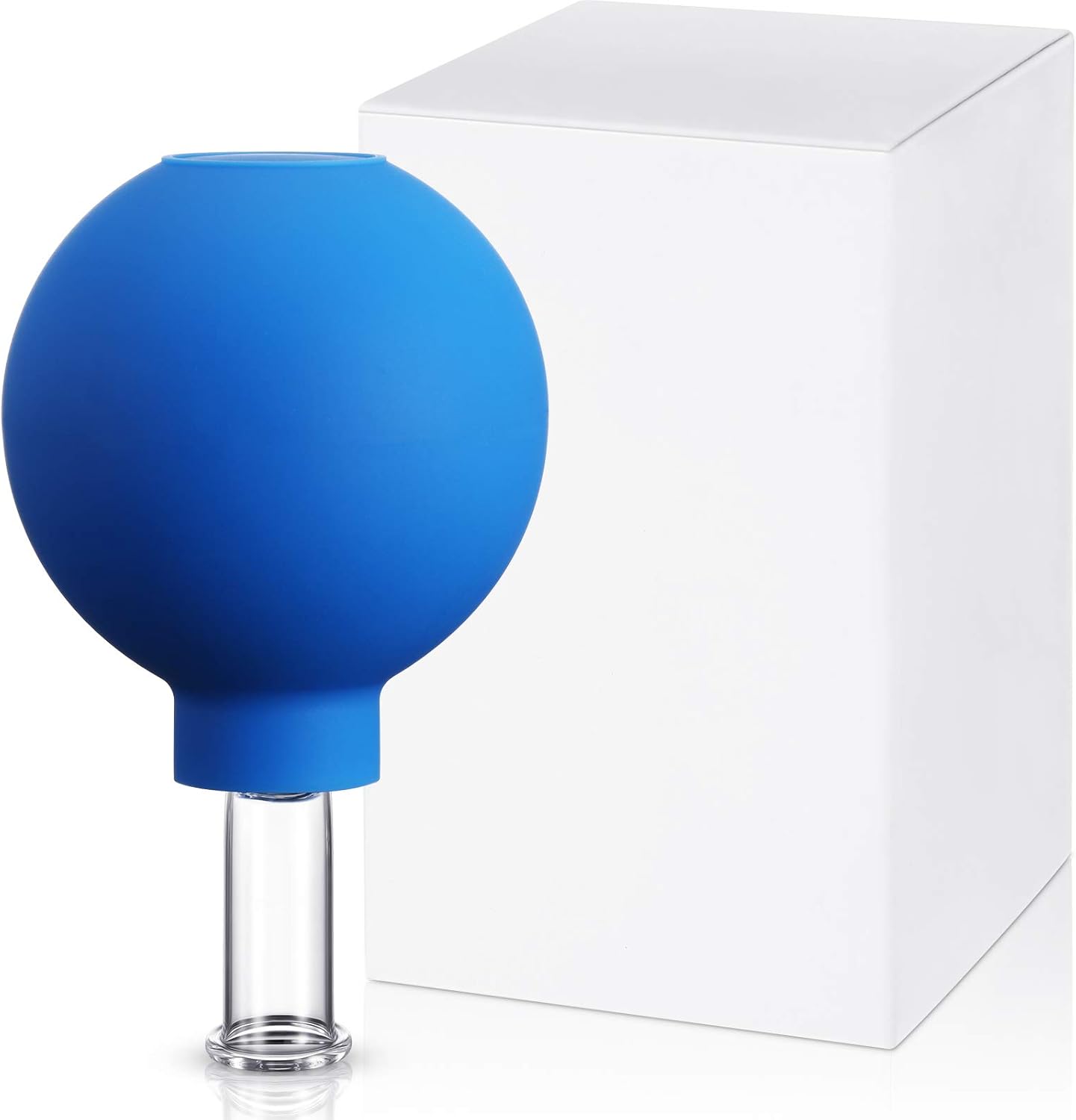 Nuanchu Facial Cupping Cup Glass Face Cup Silicone Cupping Massage Vacuum Suction Mug for Body Face Leg Arm Back Shoulder Muscle and Joint(Blue,0.35 Inch Diameter)