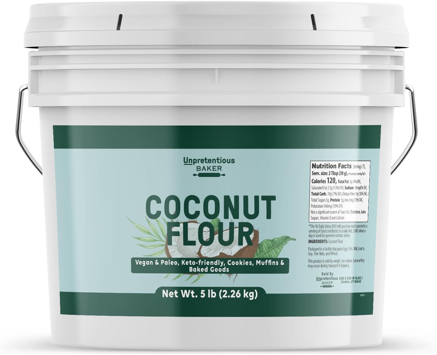 Unpretentious Coconut Flour, 1 Gallon, Vegan, Wheat Flour Alternative, Keto-Friendly
