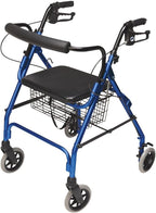 Lumex Walkabout Lite Rollator – Lightweight 14.5 lb. Rolling Walker with Seat for Seniors, Blue