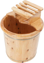 Wooden Foot Bath Bucket with Lid, Wooden Pedicure Soak, 15.75 Inch Deep Solid Wood Foot Bath Barrel for Home Spa, Massage, Sauna