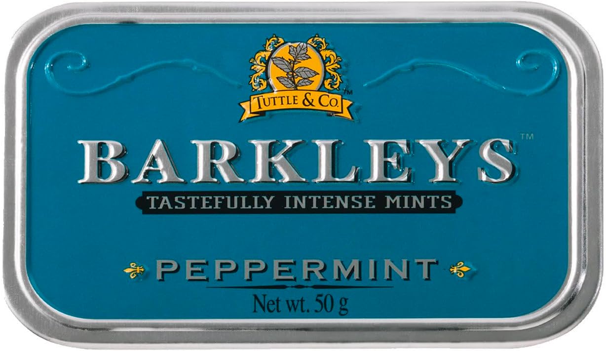 Barkleys Peppermint Breath Mints - Breath Mint, Mints Travel Size, After Dinner Mints, Peppermints Breath Freshener, Peppermint Candy in Reusable Classic Travel Tin, Vegan, 1 Pack - 50 Count Each
