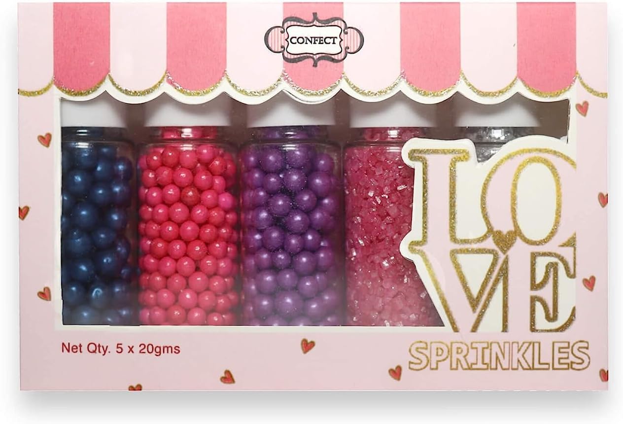 Confect Sprinkles | Mix Navy Blue, Hot Pink & Purple Dragees | Pink & Sliver Sparkling Sugar | Neon Mix Disco Ball Mashup Sprinkles | Vegan, Gluten-Free, Nut-Free, Soy-Free, Dairy-Free, Palm Oil-Free - 5 Oz