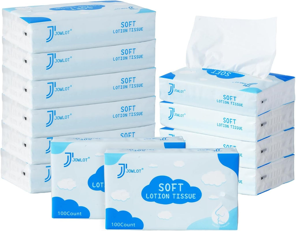 Lotion Facial Tissues - 1200 Sheets 3-Ply Ultra Soft Portable Travel Tissues for Sensitive Skin, Soothing and Gentle Tissues Bulk for Nose