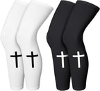Skylety 2 Pairs Faith Cross Compression Leg Sleeve Religious Jesus Full Length Leg Sleeves for Footall Basketball Cycling