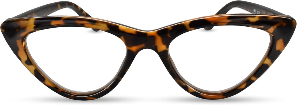 2SeeLife Premium Cat Eye TR-90 Reading Glasses for Women – Narrow–Medium Fit, Sturdy Frame, Spring Hinges, Stylish Readers, Brown Tortoise, +0.75