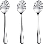 3 PCS Shell Shape Sugar Spoon, Stainless Steel Tiny Spoon for Jam, Silver Demitasse Spoons for Tea Coffee Yogurt, Cute Small Spoons for Dessert, Afternoon Tea