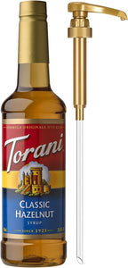 Torani Classic Hazelnut Syrup for Drinks & Desserts, Pump Included, 25.4 Fl Oz
