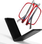 SKYOAK Evolved Folding Reading Glasses For Women Men Blue Light Blocking Anti UV Eyestrain Foldable Portable Compact Readers with Flat Hard Case Pocket Computer glasses 2.0 RED