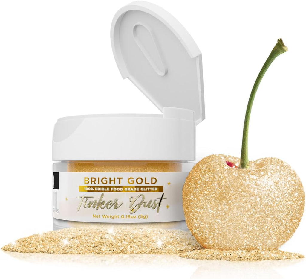 Bakell - Bright Gold Tinker Dust (5g, 1x Jar) Edible Glitter for Food, Desserts, and Beverages!