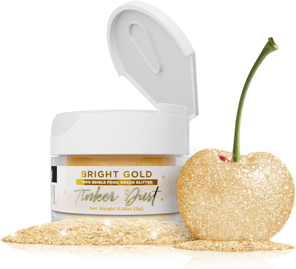 Bakell - Bright Gold Tinker Dust (5g, 1x Jar) Edible Glitter for Food, Desserts, and Beverages!