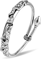 Vintage Lotus 925 Sterling Silver Plated Cuff Bracelet Bangle, Adjustable Silver Bangle Silver Jewelry for Women