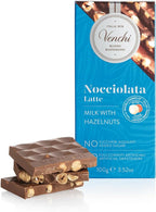 Venchi - NO Added Sugar Milk Hazelnut Bar, 3.52 oz - NO Artificial Sweeteners - With Whole Piedmont Hazelnuts - Gluten Free