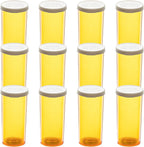 Medicine Bottles Snap Cap Prescription Vials, Easy Open Pill Organizers, Amber Empty with Plastic Caps (8 dram, 12pcs)
