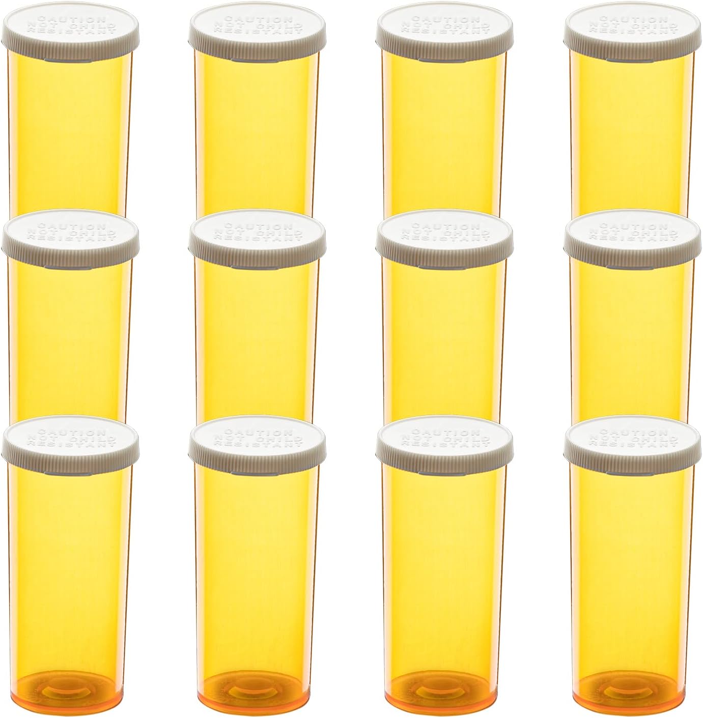 Medicine Bottles Snap Cap Prescription Vials, Easy Open Pill Organizers, Amber Empty with Plastic Caps (8 dram, 12pcs)