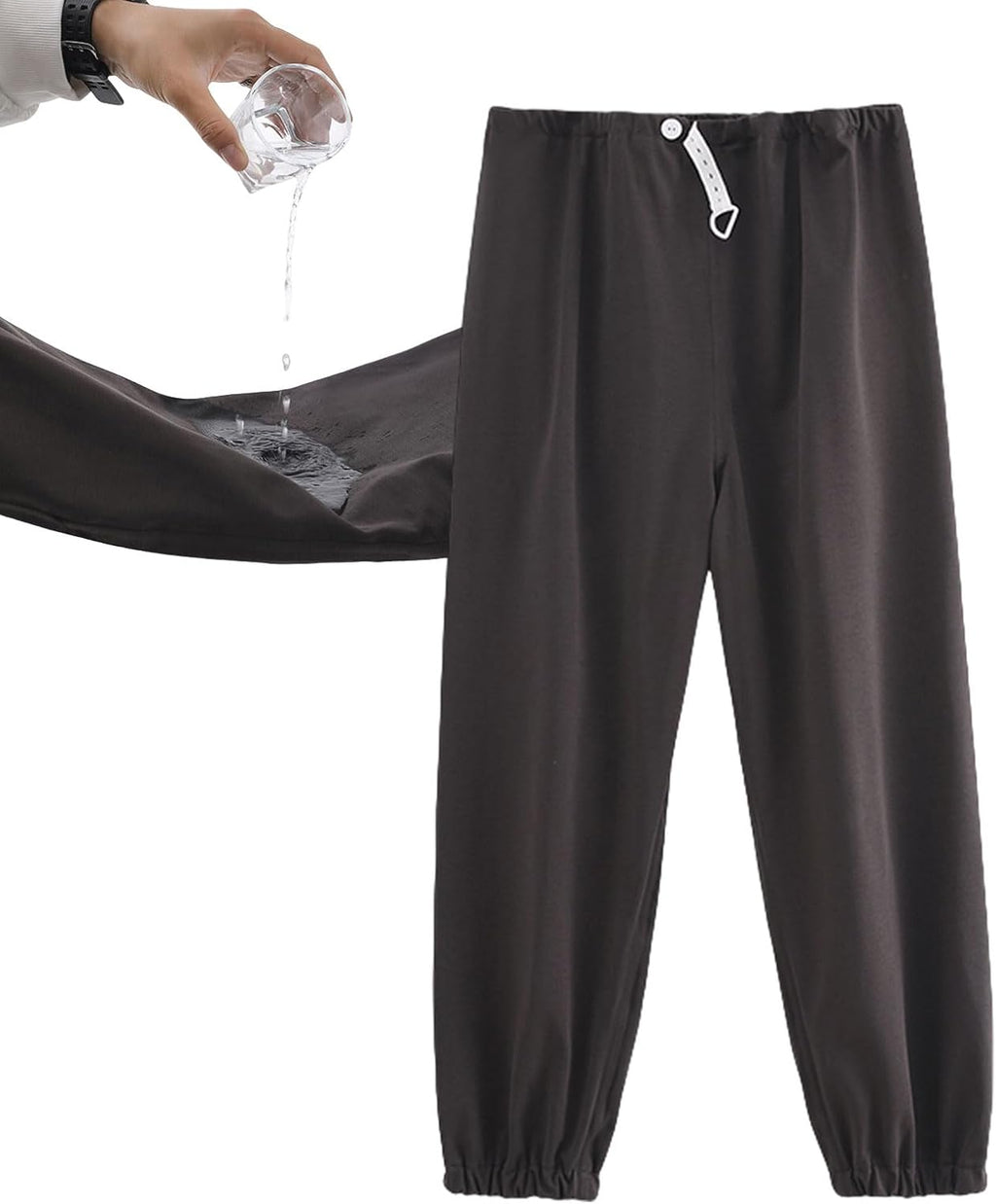 Reusable TPU Waterproof Incontinence Pants for Adults Leak Proof Washable Patient Care Long Pants for Elderly(Gray,XL)