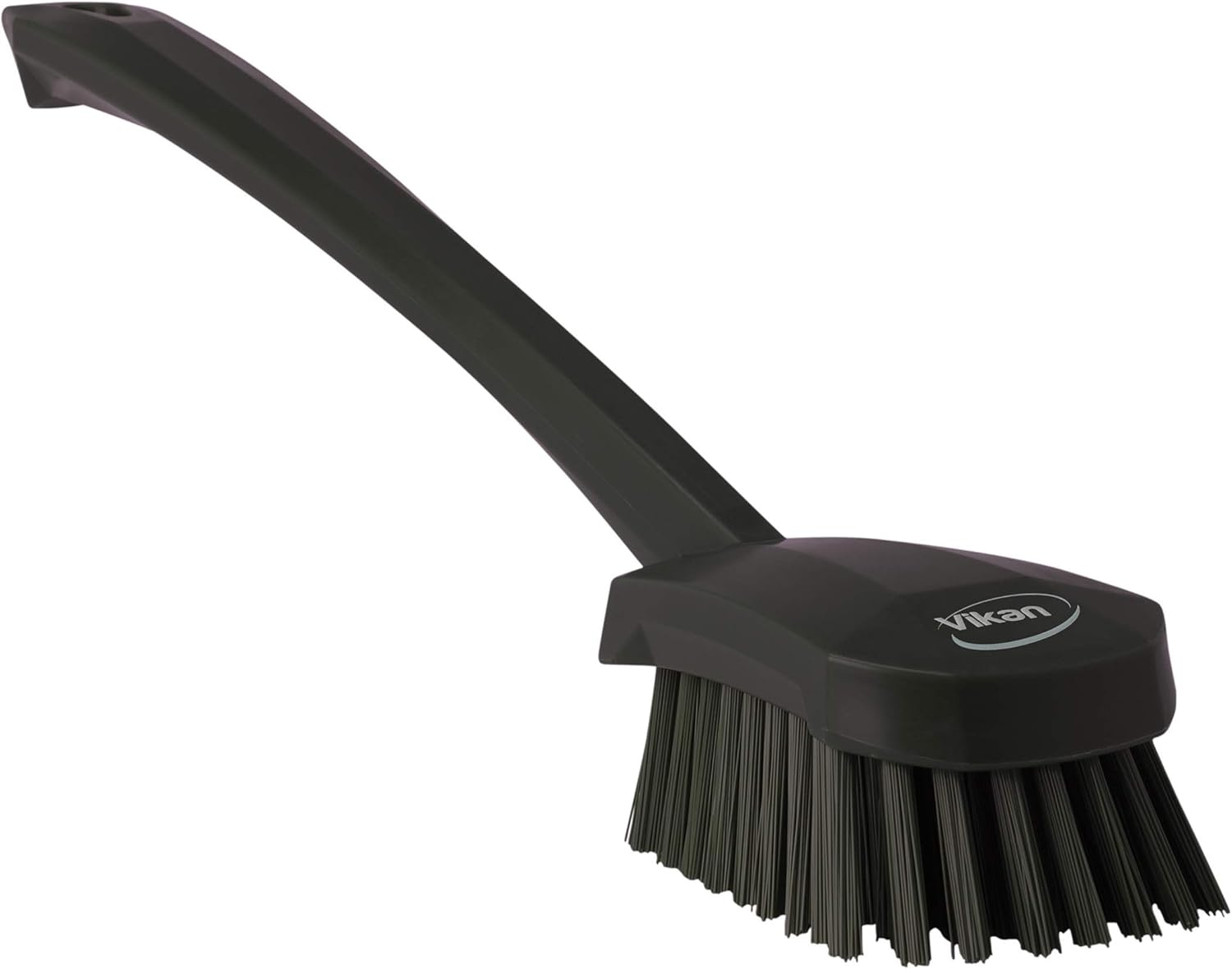 Vikan 41869 Washing Brush with Long Handle, 16.3", Stiff, Black