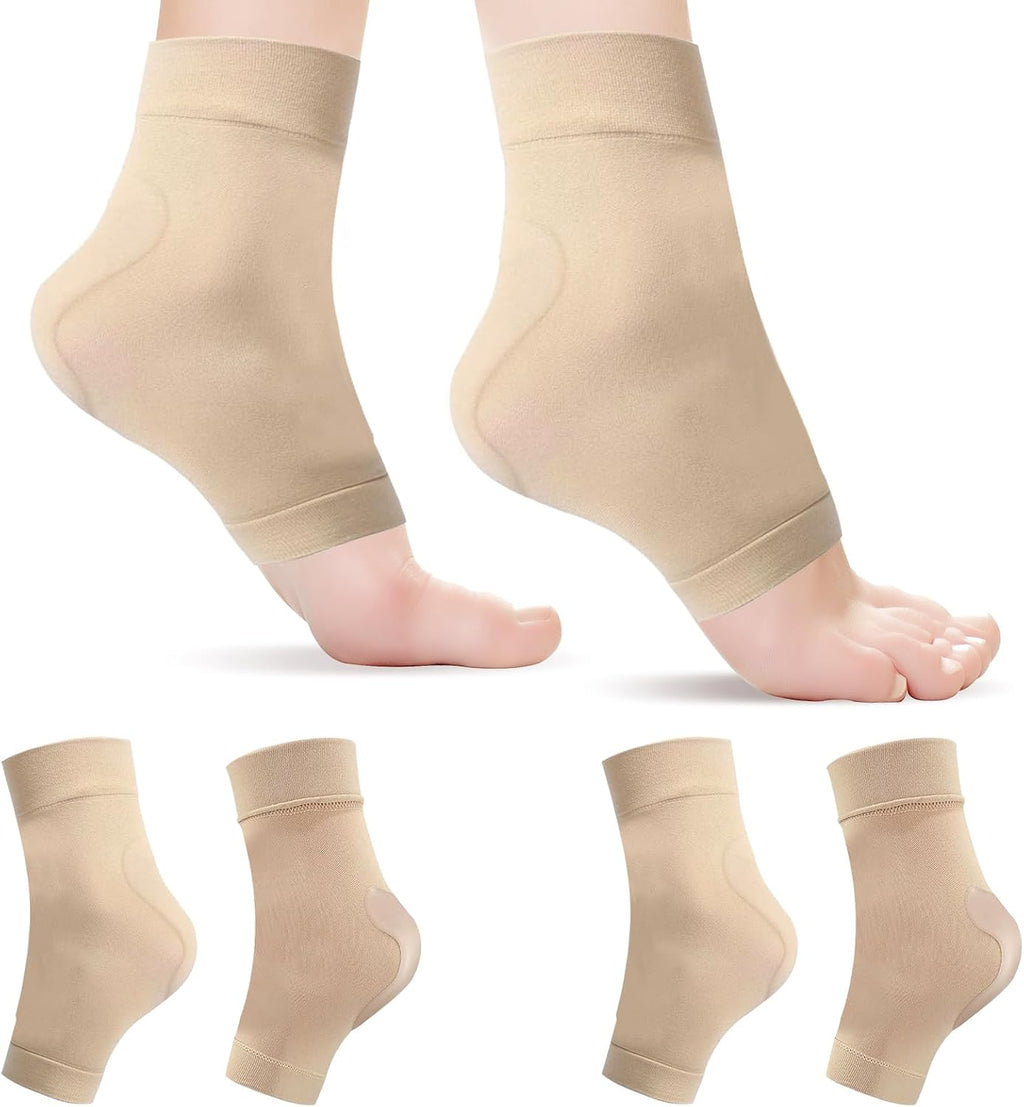 2 Pairs Ankle Protector Gel Sleeve, Malleolar Padded Skate Socks with Silicone Pads for Figure Skating, Roller, Hockey, Boots, Brace, Splints, Shoes, Ankle Support Cushion