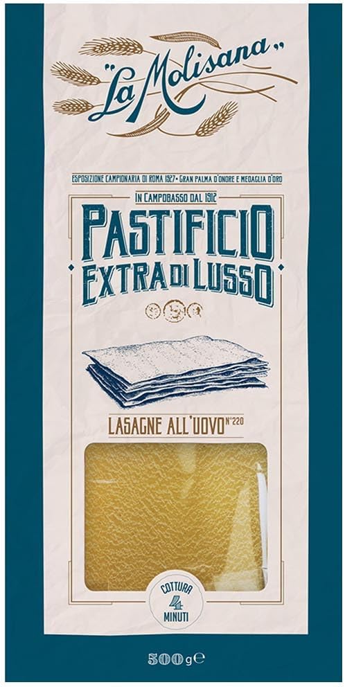 La Molisana - Imported Italian Egg Lasagna Sheets, (2)- 500g Boxes