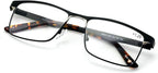 Men Premium Rectangle Stainless Steel Reading Glasses - Large Metal Reader