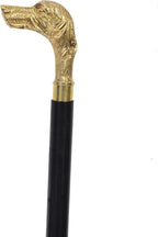 Golden Dog Head Walking Stick – Solid Brass Handle Cane with Black Finish – 36-Inch Beautiful Brass Golden Handle Walking Featuring and Black Stick for Men and Women