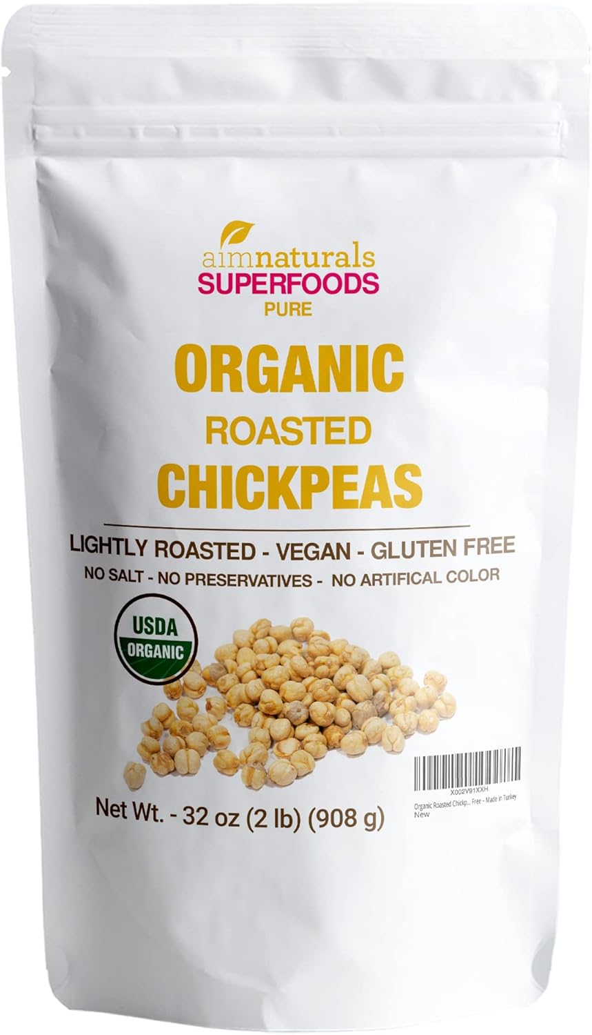 Organic Roasted Chickpeas 2 LB- USDA Organic Certified – Healthy Snack, Lightly Roasted, No Oil, No Salt, No GMO & Gluten Free – Product of Turkey