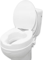 PEPE Mobility Raised Toilet Seat with Lid for Elderly 4" High, Fits Round and Elongated up to 15" Wide, Commode Seat with Sturdy Brackets, Medical Aid