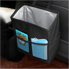 Car Trash Bag, Leak-Proof Large Capacity 3.4 Gallons Hanging Vehicle Trash Bin with Storage Pocket, Multipurpose Portable Auto Garbage Bag for Travel, Universal Fit (Black)