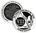 MYRECOVERYSTORE Silver and Black Pirate Alcoholics Anonymous AA Chip w/Coin Capsule AA Yearly Medallion 1-50 Years