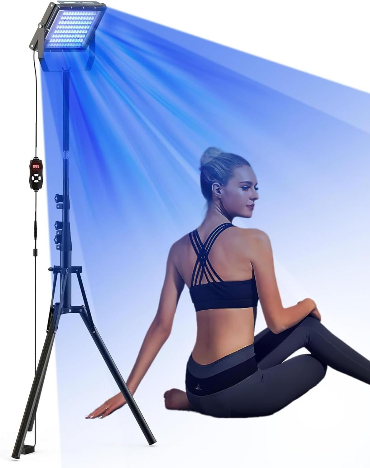 Tanning Lamp Thearpy Light, Sun Lamp for Face and Body with 360° Adjustable Bracket, 5 Energy Levels Adjustable & 2 Light Mode, 5-30 Minutes Preset Time for Wheat Skin and Antique Bronze Skin