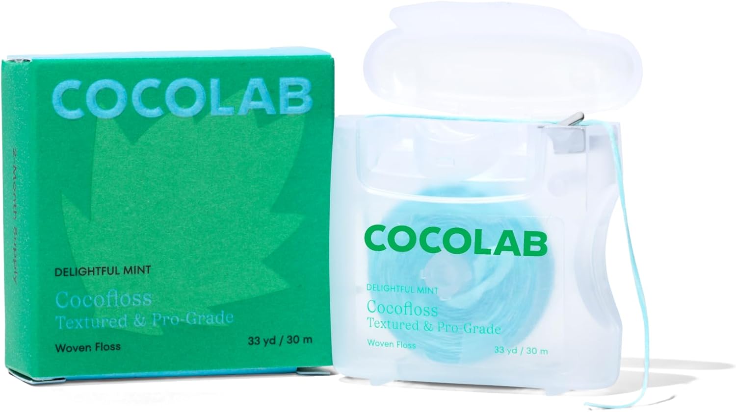 Cocofloss Expanding Woven Dental Floss by Cocolab, Waxed Tooth Floss for Daily Oral Care, Coconut Oil Infused, Vegan, for Adults and Kids, Mint Scent, 1 Pack