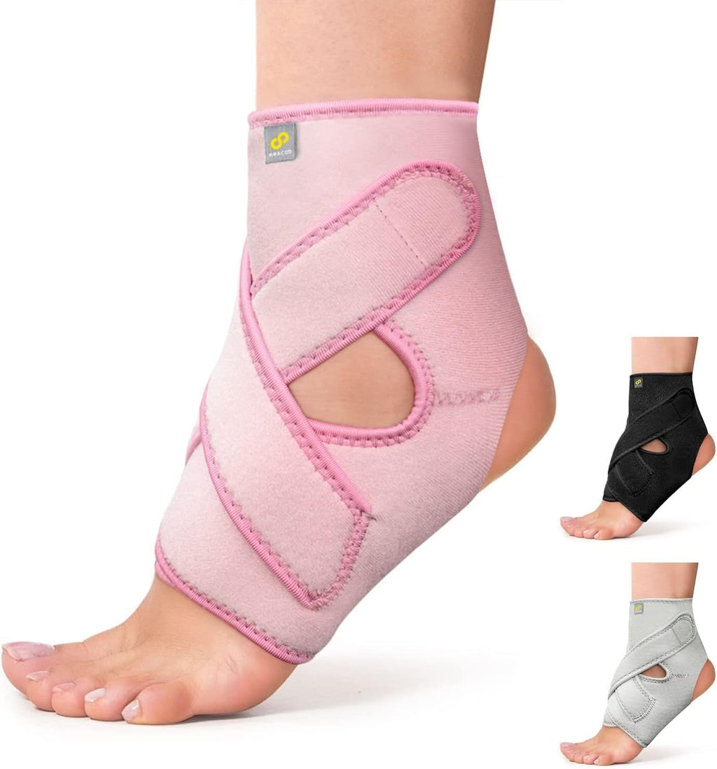 Bracoo Ankle Support Brace For Men & Women, Adjustable Compression Sleeve Strap Wrap, Sprain, Arthritis, Pain Relief, Sports Injuries and Recovery, Breathable Neoprene Brace, FS10