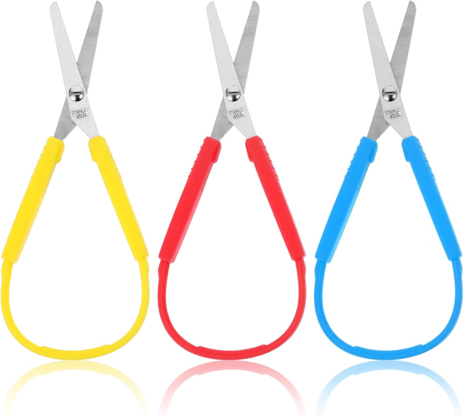 Ouligay Mini Loop Scissors - Adaptive, Colorful Grip, Self-Opening, Right & Lefty Support for Children & Adults