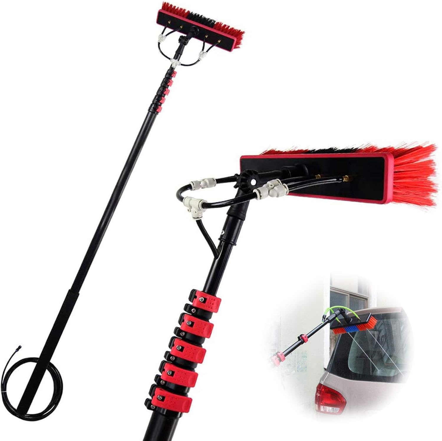 Window Washing Kit with Extension Pole 3.6-11M, Solar Panel Window Cleaning Kit, Used to Clean Solar Panels, High-Rise Buildings and Large Vehicles,20FT/6M