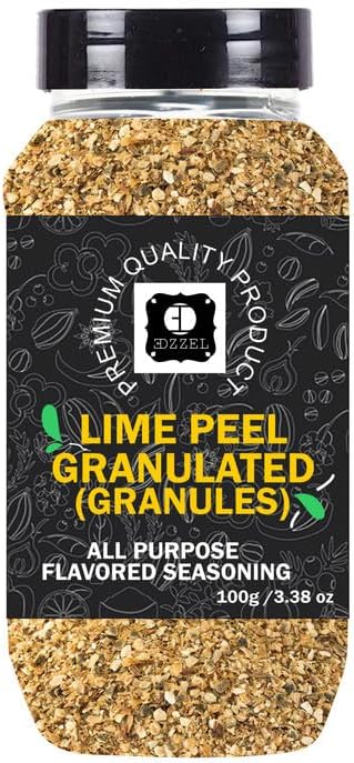 EDZZEL Premium Quality Indian Organic Lime Peel, Granulated (Granules) Plant Based, Vegan, Gluten Free-100 GRAM Box (Set Of 3)
