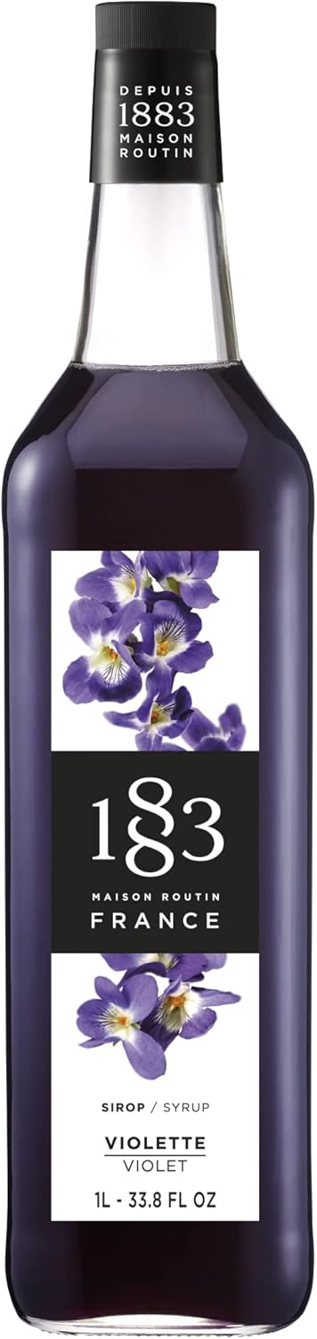 1883 Violet Syrup for Drinks, Made in France, 1 Liter Glass Bottle