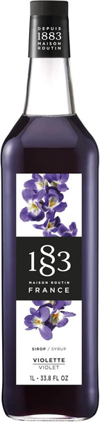 1883 Violet Syrup for Drinks, Made in France, 1 Liter Glass Bottle