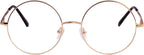 Agstum Retro Round Metal Non-Prescription Eyeglasses Frame with Spring HInge Clear Lens