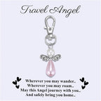 Travel Guardian Angel Charm Keychain, Safe Travels Good Luck Charm, Travel Gift for Traveler, Adventure Blessing Accessory