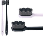 Wimolek Extra Soft Toothbrush for Sensitive Gums and Teeth. Micro Nano Toothbrushes with 20,000 Ultra Soft Bamboo Charcoal Bristles. Excellent Cleaning Effect (2 Pack) (Black Wave Bristle)