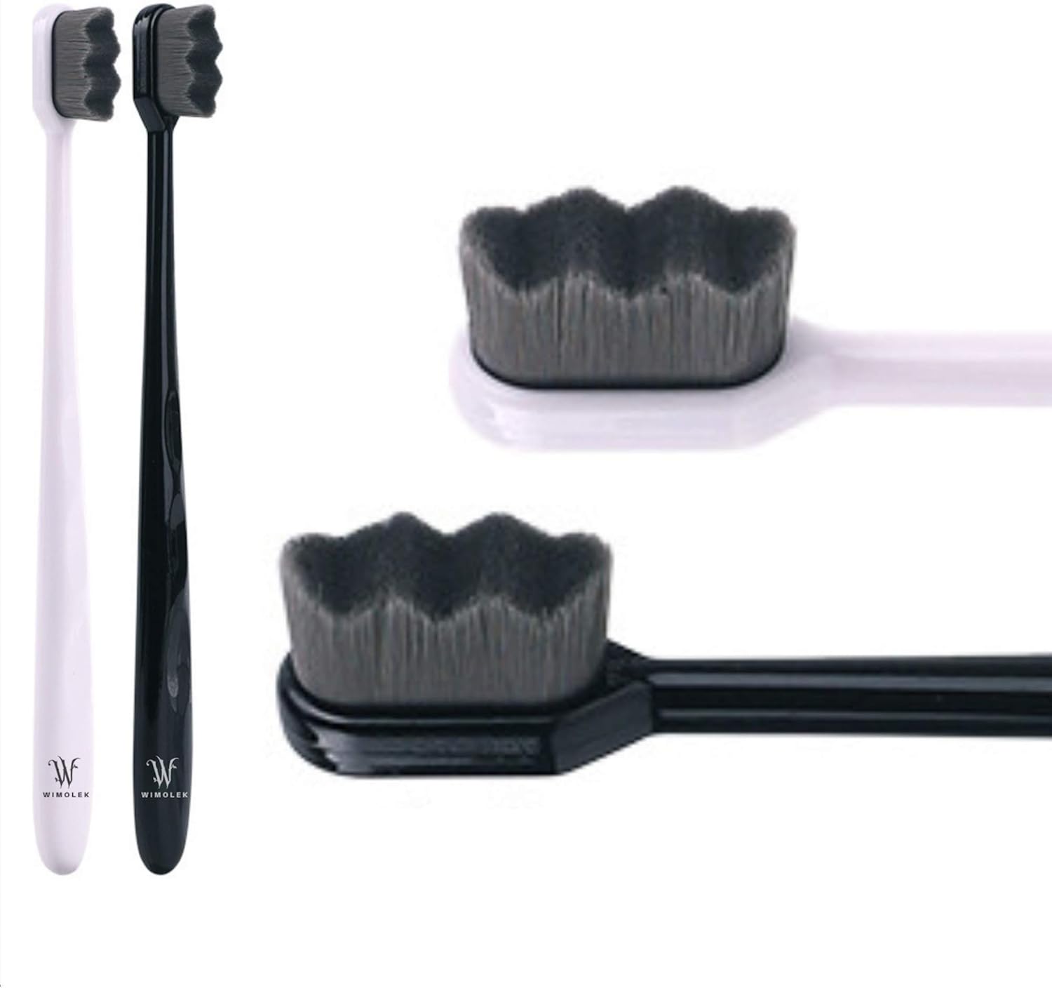 Extra Soft Toothbrush for Sensitive Gums and Teeth. Micro Nano Toothbrushes with 20,000 Ultra Soft Bamboo Charcoal Bristles. Excellent Cleaning Effect (2 Pack) (Black Wave Bristle)