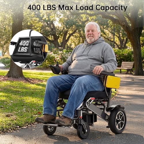 Heavy Duty Electric Wheelchairs for Adults, Supports 400 lbs, 30 Miles Travel Range with 25Ah Battery, Foldable Electric Wheelchair, Motorized Wheelchair with 19" Seat– Perfect for Park & Outdoor Use
