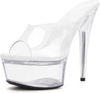 WUXIN H&P Women's 6in Clear Platform High Heels Sexy Stiletto Pole Dance Exotic Sandal Shoes